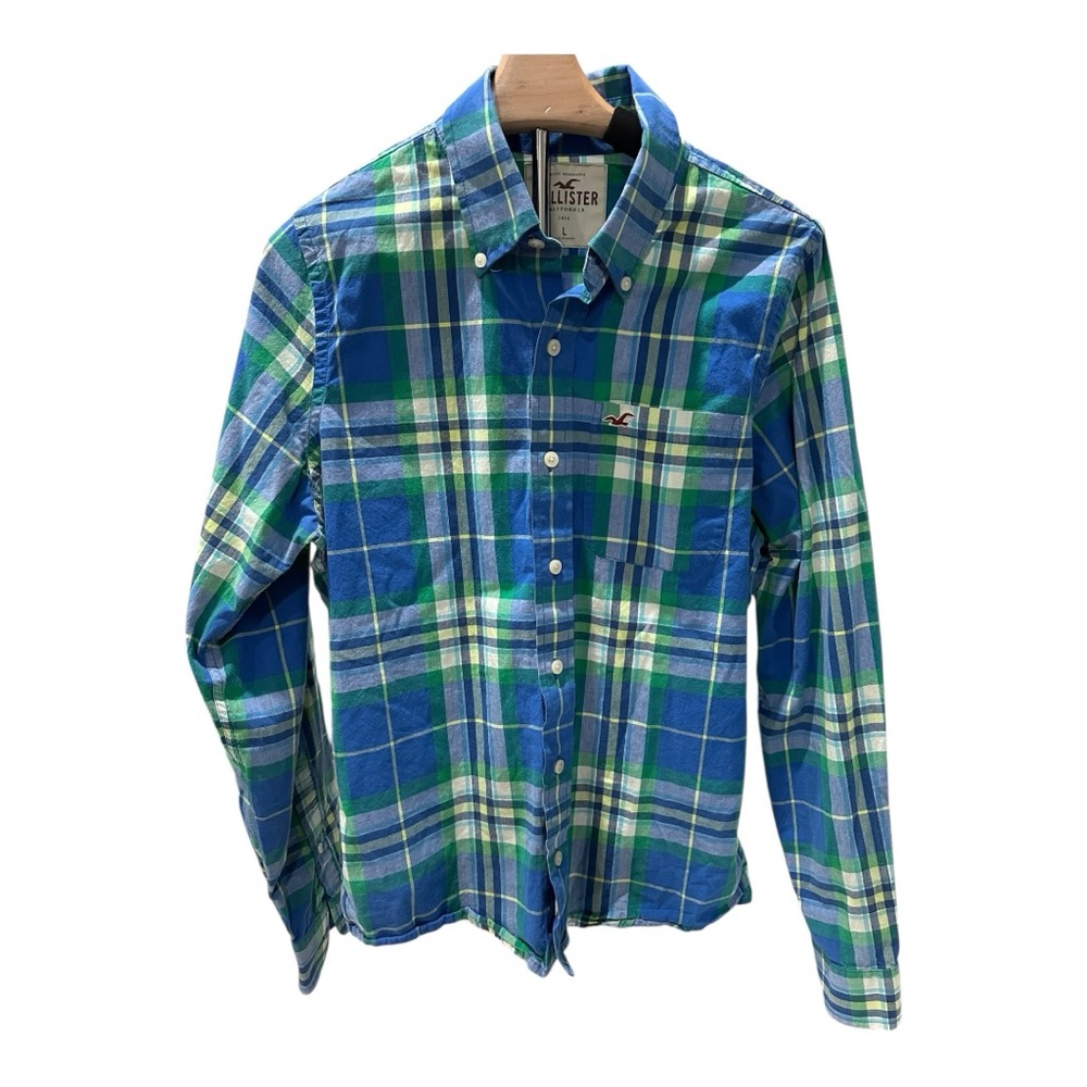 Hollister Men's Vibrant Plaid Button-Down Shirt Size Large